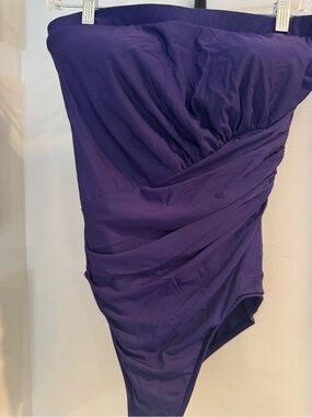 Miraclesuit Strapless Ruched Purple One-Piece Swimsuit